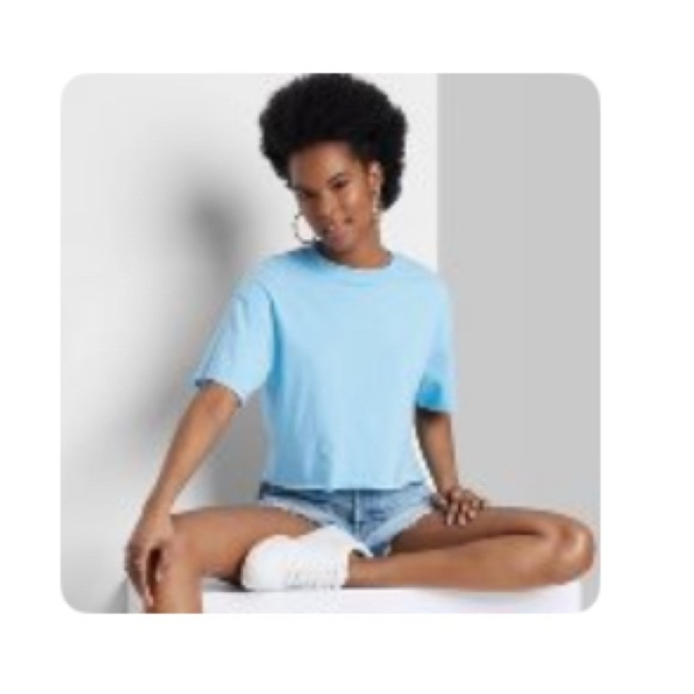 NWT - Set of 3 Wild Fable Crop Tees - blue, white, black